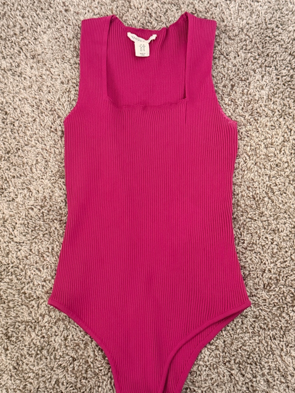 Square-Neck Ribbed Bodysuit in Magenta by A New Day